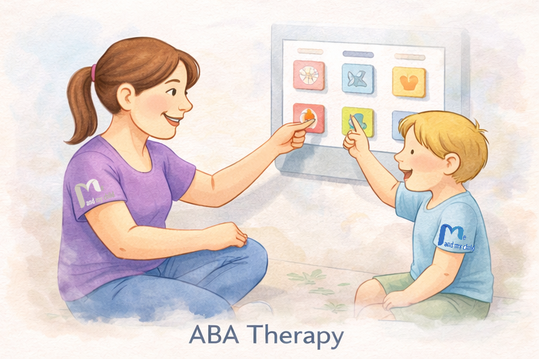 سكتش لجلسة ABA فردية بين الطفل والأخصائية