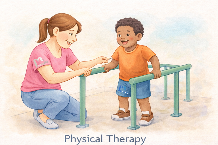 طفل غير ثابت أثناء الوقوف قبل العلاج الطبيعي