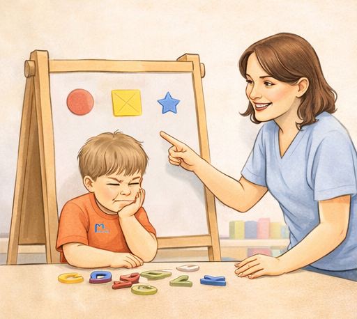 طفل مشتت أثناء النشاط التعليمي قبل التعليم الخاص