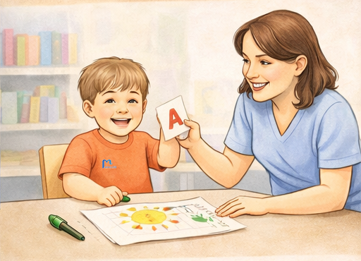 طفل ينجز نشاط الحروف أو الأرقام بشكل أفضل بعد التعليم الخاص